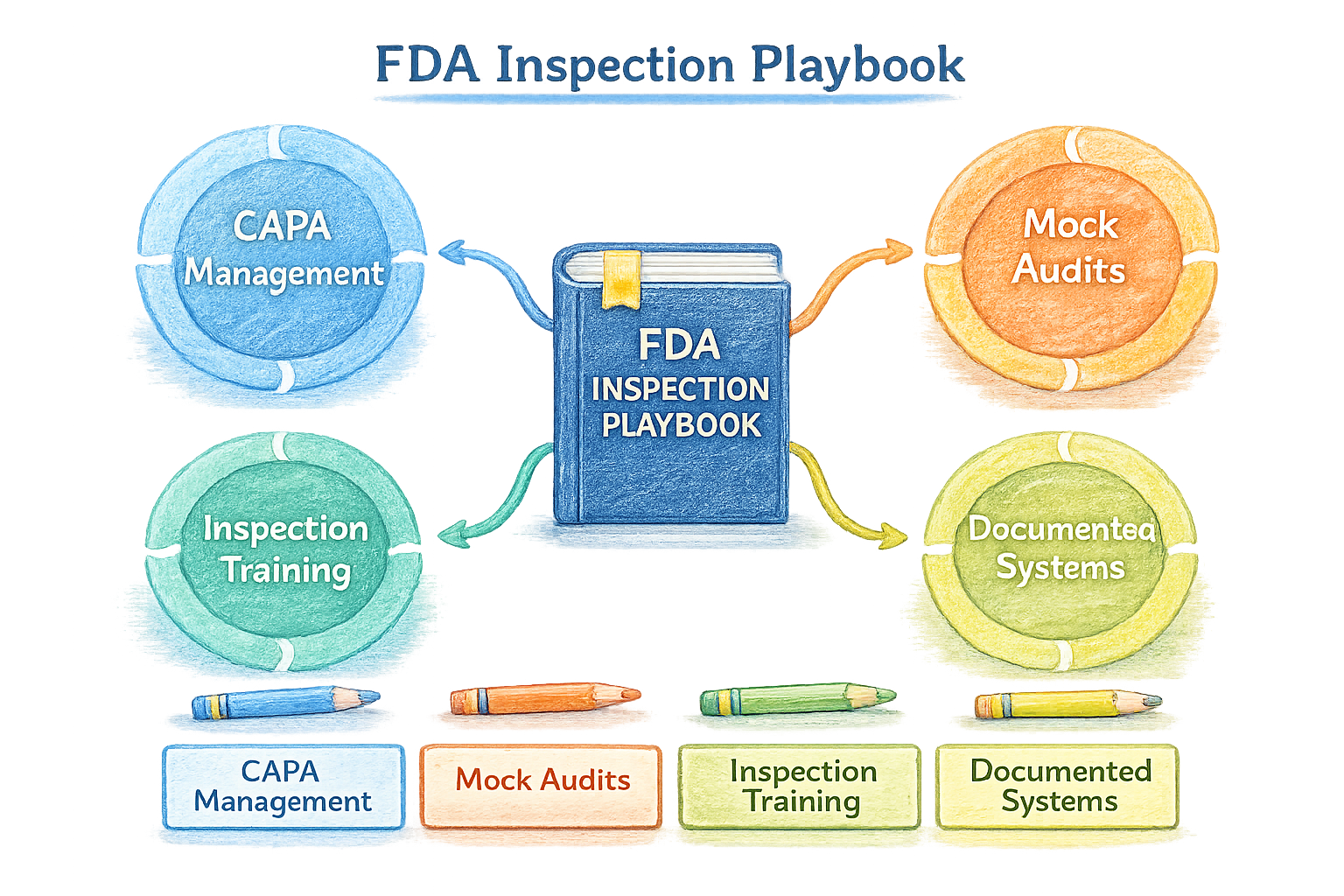 FDA inspection playbook diagram for inspection readiness and compliance